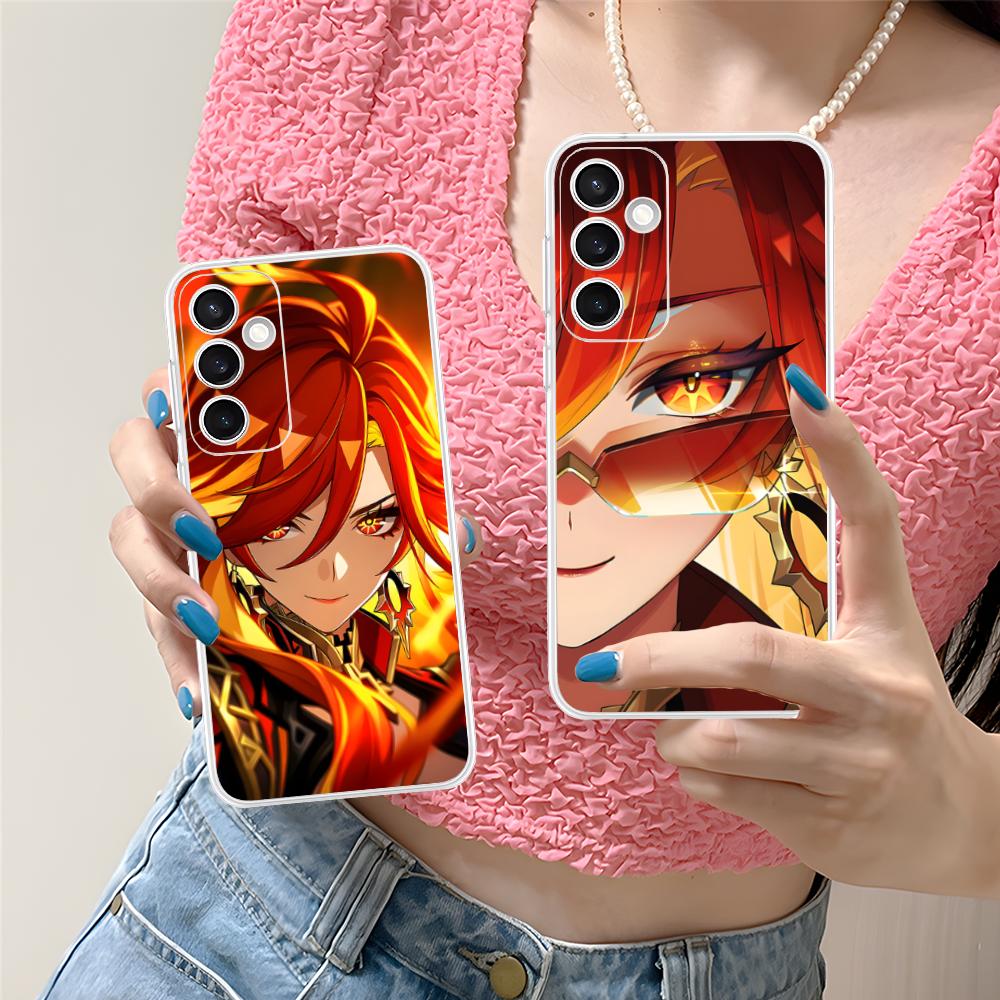 Game GI Mavuika Clear Mobile Phone Case for Samsung Galaxy S25 S24 S23 S22 S21Plus FE Ultra Colorful Cover