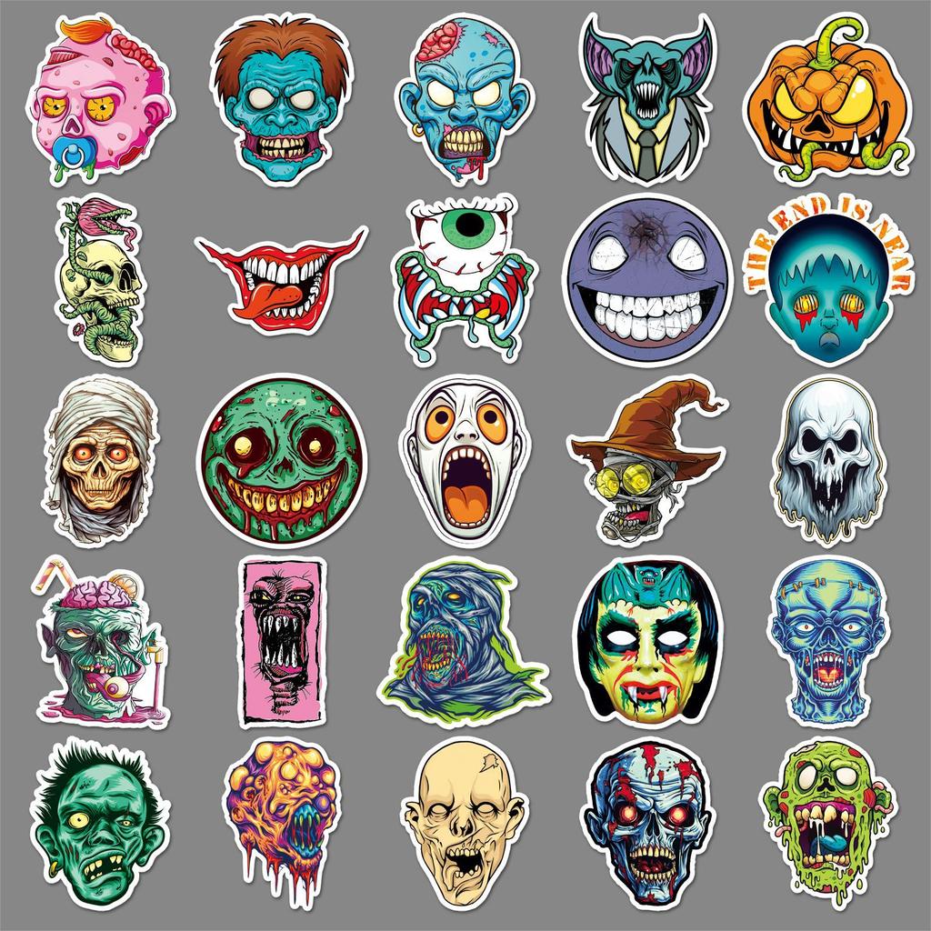 50 Pictures of Horror Grimace Personality Trend Halloween Skull Decorative Skateboard Water Cup Suitcase Stickers