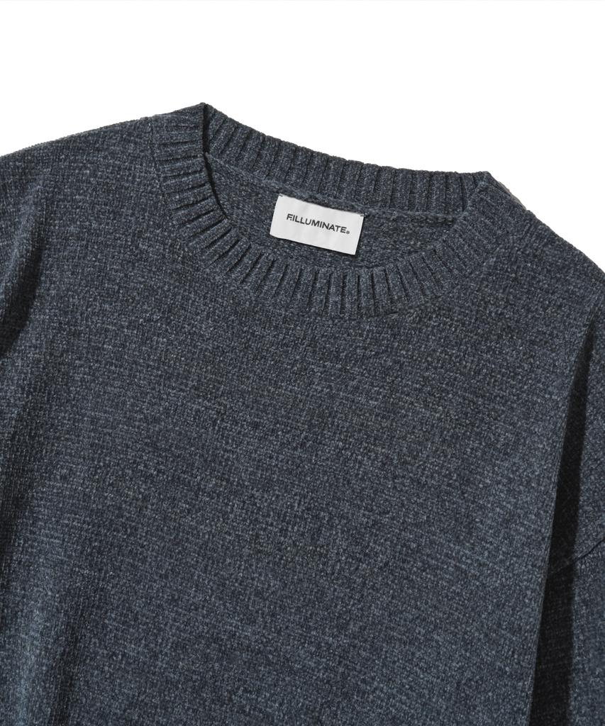 FILLUMINATE (W) Damaged Velvet Crop Knit - Charcoal