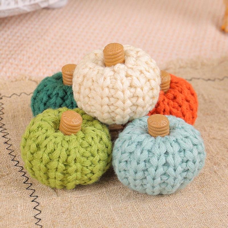 Crocheted Pumpkins for Festive Thanksgiving Halloween Mantlepiece Embellishments Autumnal Small Pumpkins Decoration
