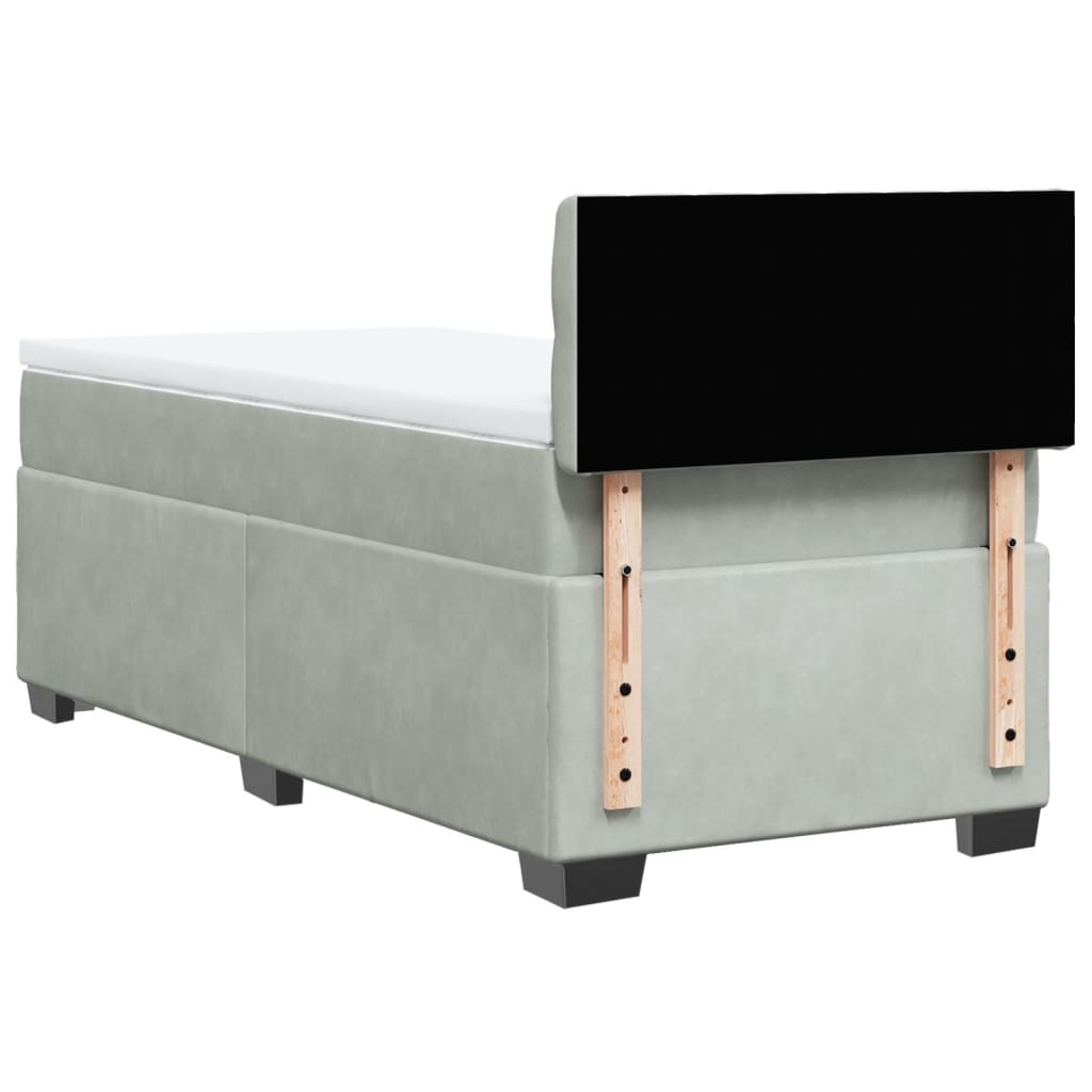 Vidaxl Letto Continentale Con Materasso, Grigio Chiaro, Velluto, 90X190 Cm