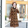 Women's Floral Print Midi Dress Casual Lapel Button Up Long Sleeve Loose Fit Dress for Middle Aged and Elderly