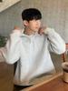 Men’s Trendy Half-Zip Hooded Cardigan – Solid Color, Autumn Style, Warm Knit Sweater