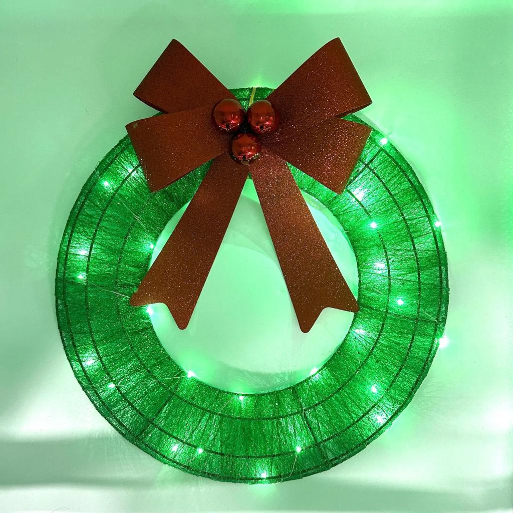 Creative Fashion Christmas Wreath Metal Luminous Wreath Led Warm Light Christmas Decoration Hot-Selling Door Pendant