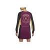 Jordan Color Block Casual Round Neck Pullover Long Sleeve Dress Women Dresses Purple CW3924-610