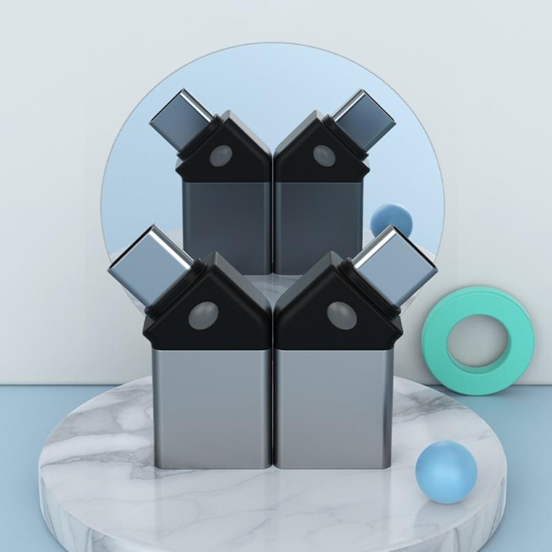 45 Degree Type C to USB3.0 Adapter Data Transmission Connector with Indicator Compatible for Mobile Phone Laptop Tablet