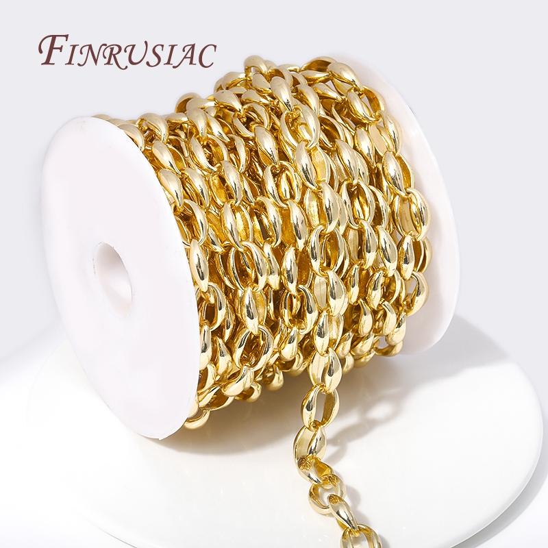 14K Gold Plated Brass Metal Thick Wide Big Chains For Making Necklace Accessories DIY Jewelry Making Chains Multi Styles