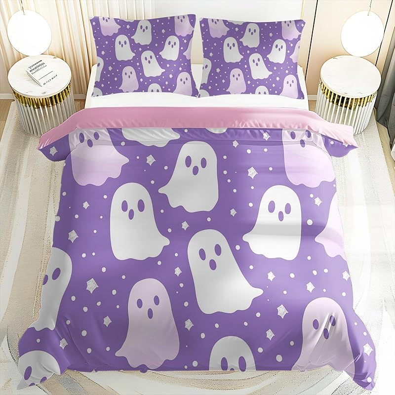

Кавайные пододеяльники с привидениями, Хэллоуинская кровать, украшения для детской спальни для мальчиков и девочек EU single(135x200cm)