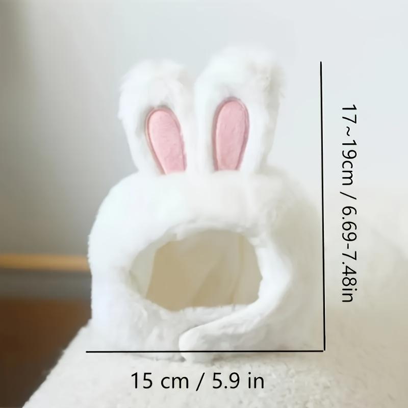 1pc Bunny Ears Cat Hat Themed Pet Costume Knit Fabric Set Comfortable Polyester Pullover Headwear for Cats & Small Dogs