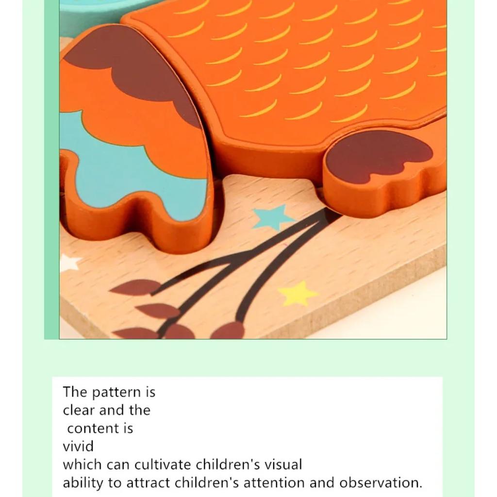 High Quality 3D Wooden Puzzles Educational Cartoon Animals Early Learning Cognition Intelligence Puzzle Game For Children Toys