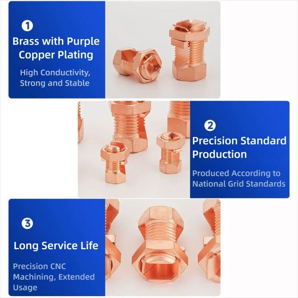 Durable Copper Split Bolt TJ Series Screw Terminal New Wire Clips