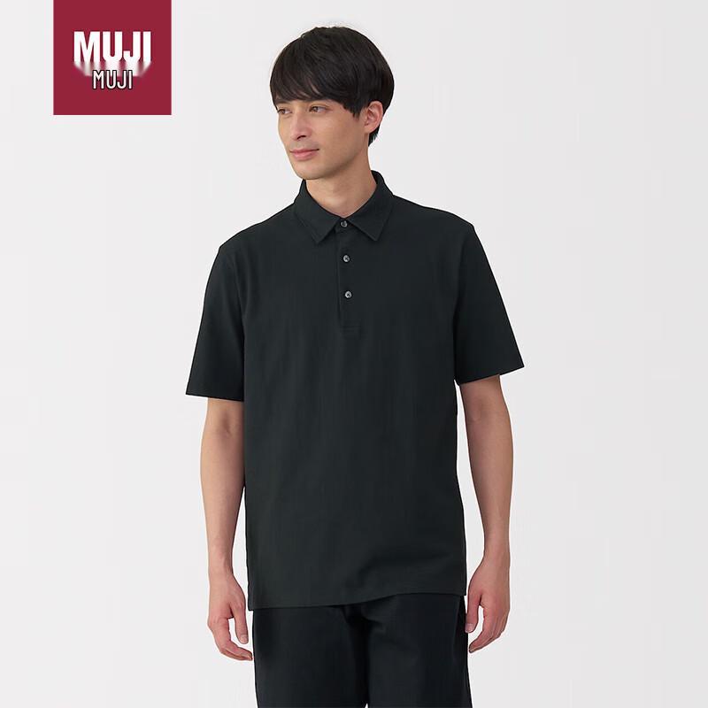 MUJI Men s Cooling Tenjiku Knit Short-Sleeve Polo Shirt L