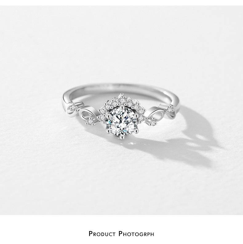 Modian S925 Sterling Silver Zircon Ring: Elegant Korean-Style Women's Wedding Ring with Hollow Design.