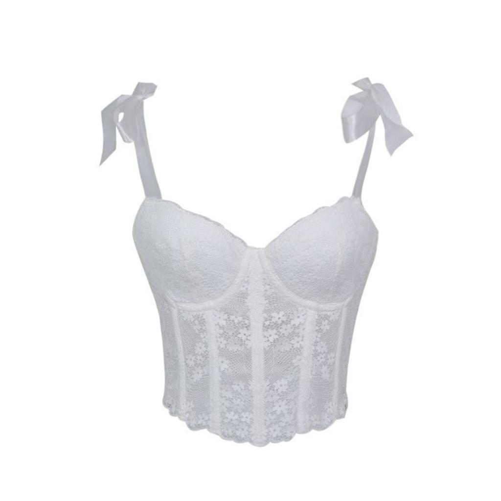 Damen Spitzen-Trägerloses Formgebendes Bustier mit gepolsterten Körbchen und abnehmbaren Trägern