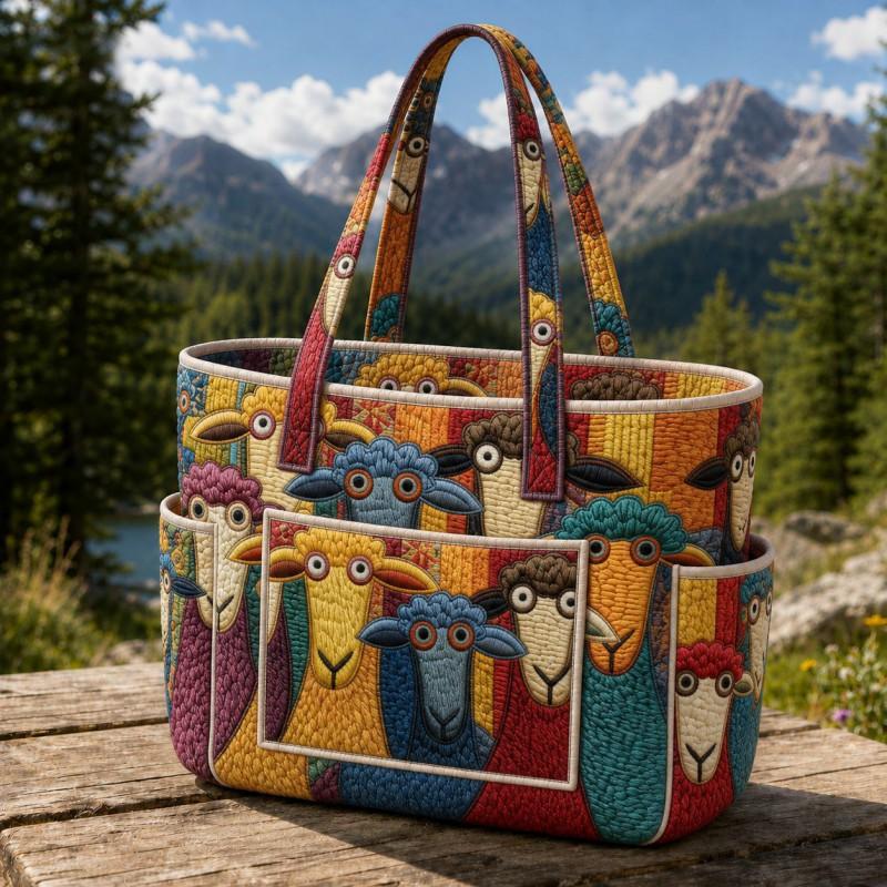Large Capacity Tote Bag Digital Print Quilted Single Shoulder Hand Carry Casual Travel