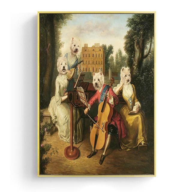 Vintage Classy Dog Impersonate Wall Art Posters Prints Animal Wearing Coat Canvas Painting Wall Picture for Living Room Decor