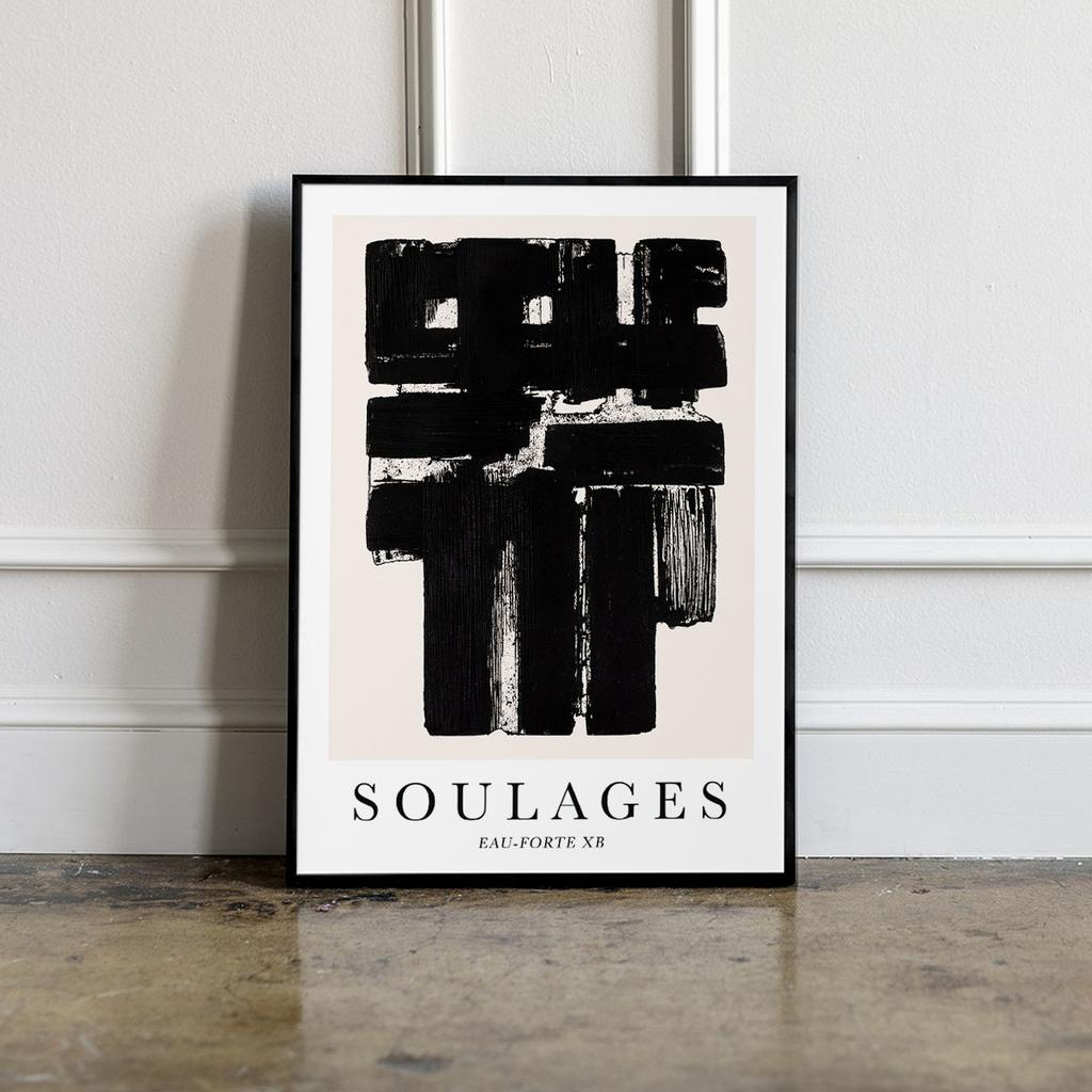 Poster Abstraction Black and White Soulages