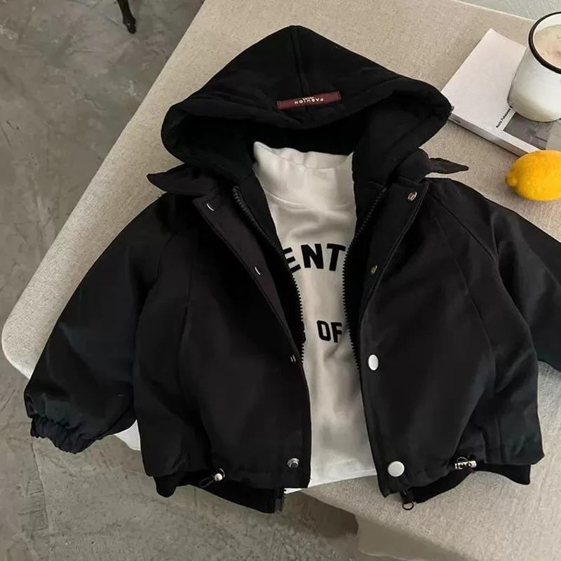 Giacca Trapuntata Bambini Autunno Inverno Bambino Colore Unico Parka con Cappuccio Cappotto Abbigliamento Adolescenti Caldo Spesso Giacca a Vento Capo d'Abbigliamento Esterno
