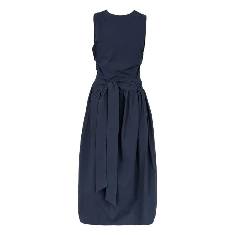 

XITAO Drawstring Pleated Loose Dress ZMY1289 One Size темно-синий