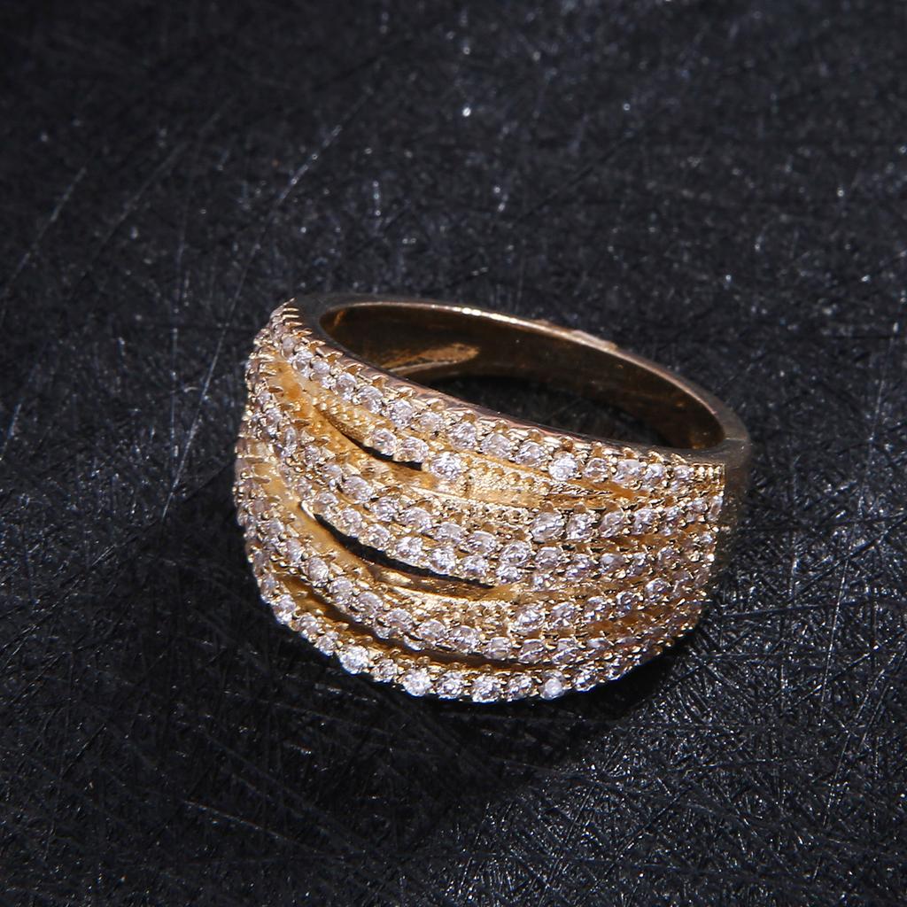 New Personalized Style Creative Geometric Ring Micro Inlaid with Five Rows of AAA Zircon Rings Ring Accessories