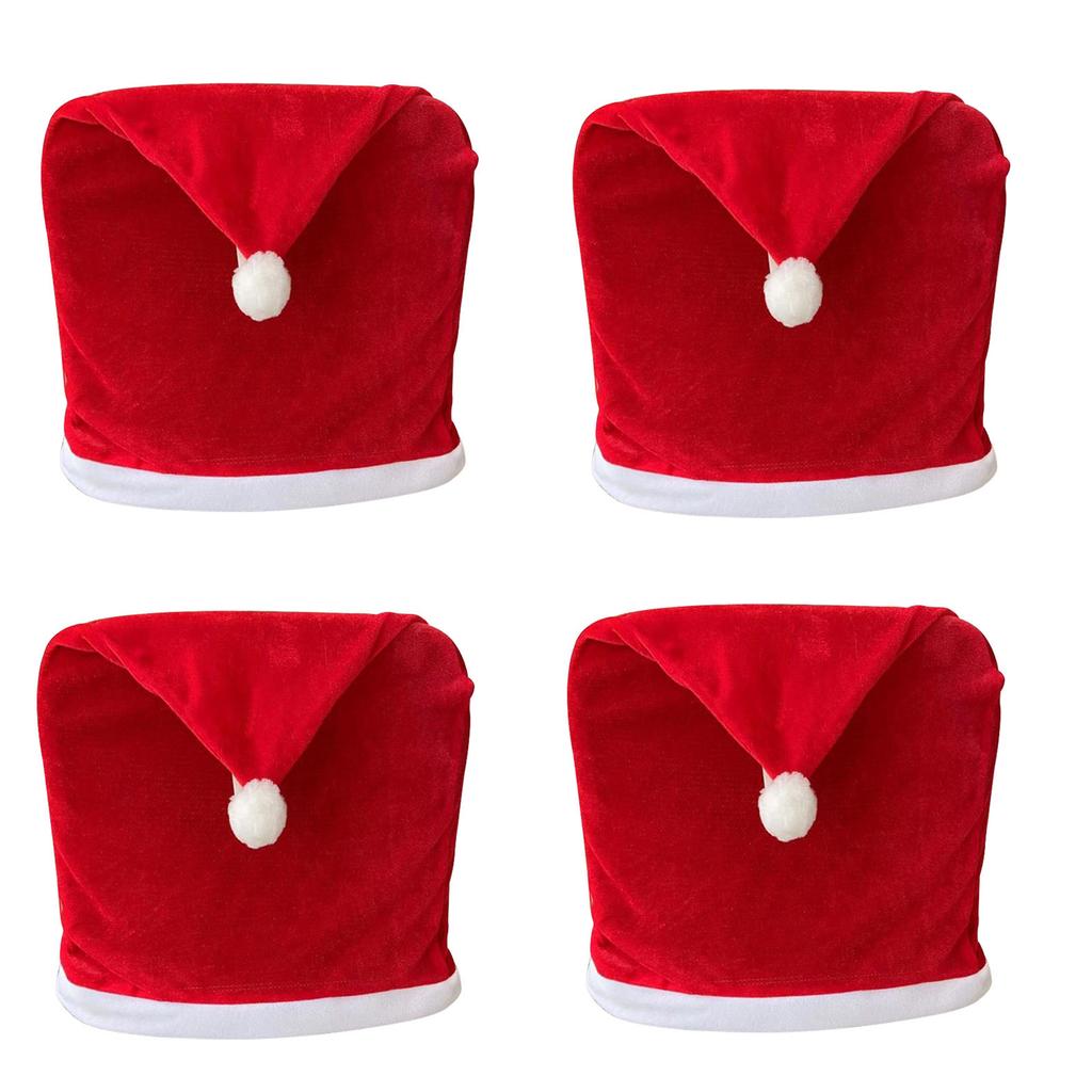 Christmas Chair Cover Santa Hat Dining Chair Covers for New Year 2023 Christmas Party Home Kitchen Table Decoration Gift