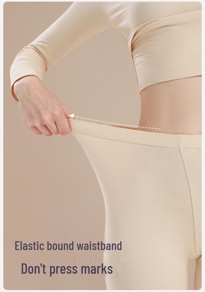 Ensemble d'automne pour femmes en pur coton uni: Couche de base, Pull, Pantalon, Sous-vêtements chauds fins pour filles