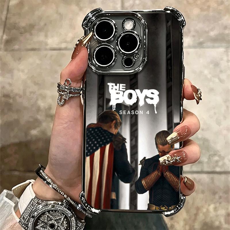 The Boys H-Homelander Plating Phone Case For Iphone 16 17 Pro Max Air 16E 14 15 Plus 12 13 Mini Anti-Fall Airabag Cover