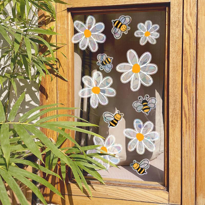 Adorable Bees Style Glass Sticker DIY Honeybee Wall Decals For Glass Windows Removable Sticker
