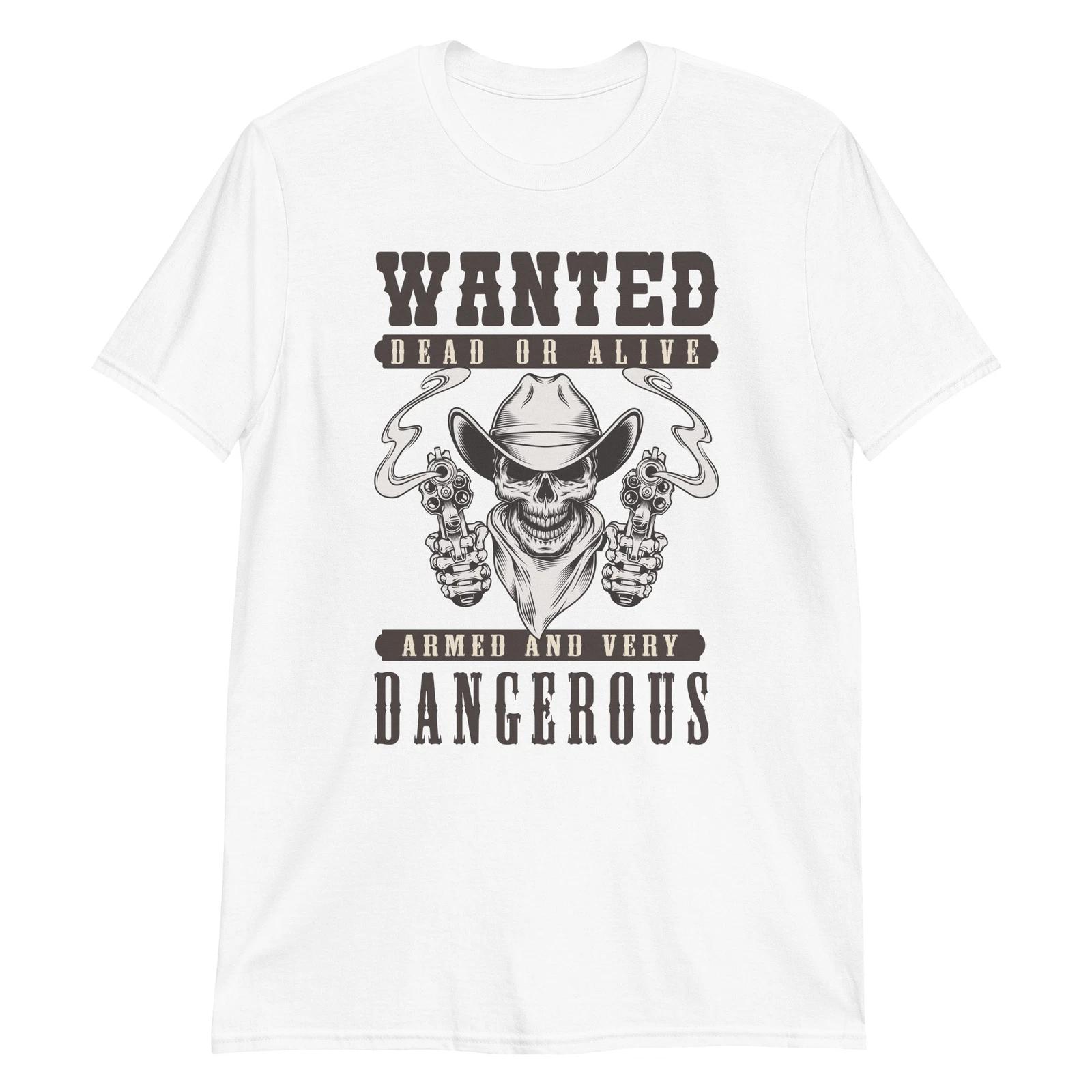 Wanted Unisex T-Shirt, Biker, Grunge, Death, Skull, Emo, Rock, Punk, Gun 3XL