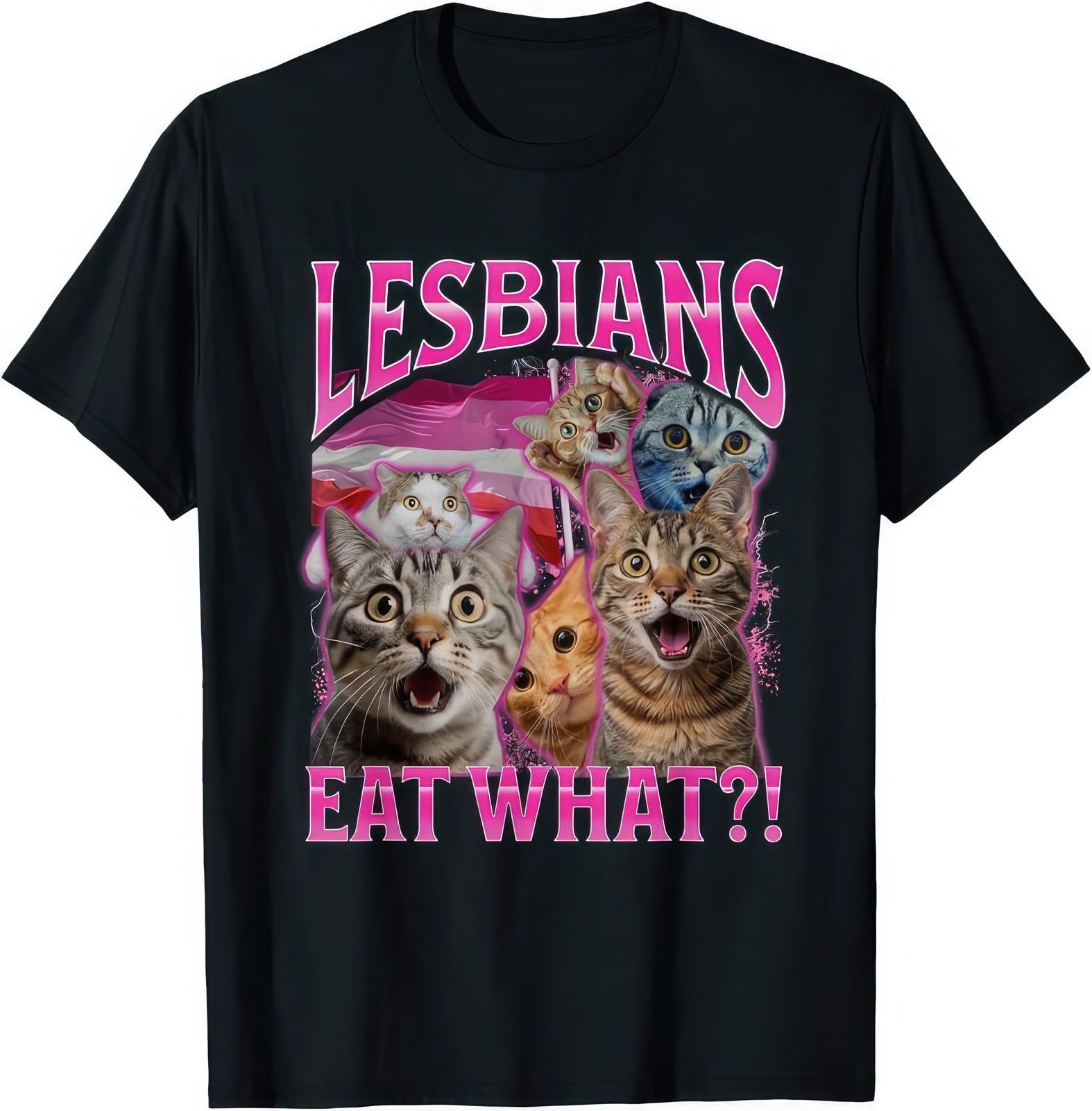 Lesbians Eat What?! Funny Rude Pussy Cat Humour T Shirt S разноцветный