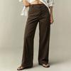 Dünne einfarbige Cord-Hose mit hohem Bund und weitem Bein für Damen, lässig