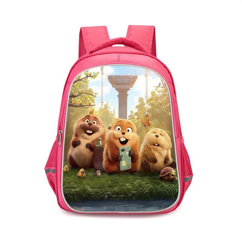 Girls School Backpack Grades 3-4 Large Capacity Pink Cartoon Oxford Fabric Bag With Ergonomic Back Support Reflective