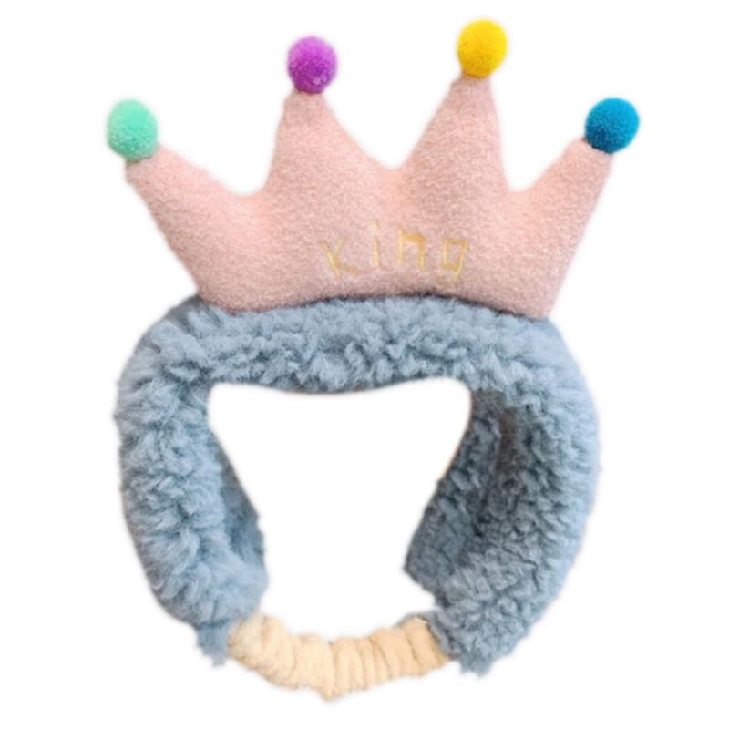 Plush Colorful Crown Hairband Soft Spa Headbands Elastic Furry Turban Non-slip Headwrap for Washing Face Makeup Tool