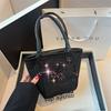 Elegant Sparkling Square Bag PU Bucket Handbag Fashion Bright Rhinestone Shoulder Bag  Shopping