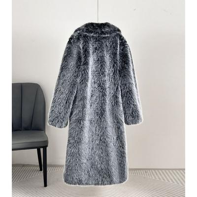 Winter Women's Faux Fur Long Coat Lapel Warm Thickened Overcoat