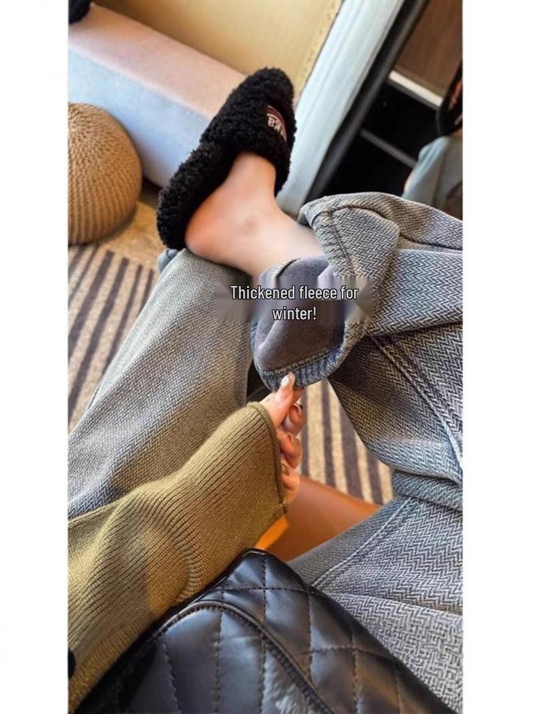 Ladies' 2024 Jeans: Versatile Maternity Straight & Wide-Leg Pants for Spring, Autumn, and Winter.