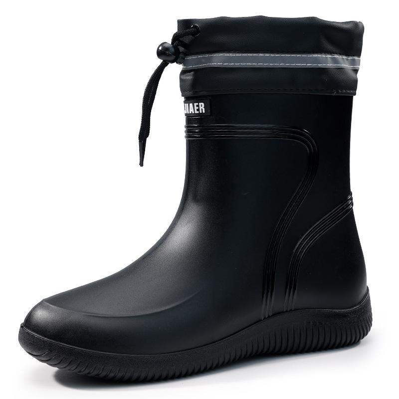 Summer new men's and women's wear-resistant waterproof rain shoes black tall non-slip rain boots bundle mouth water boots outdoor rubber shoes breatha