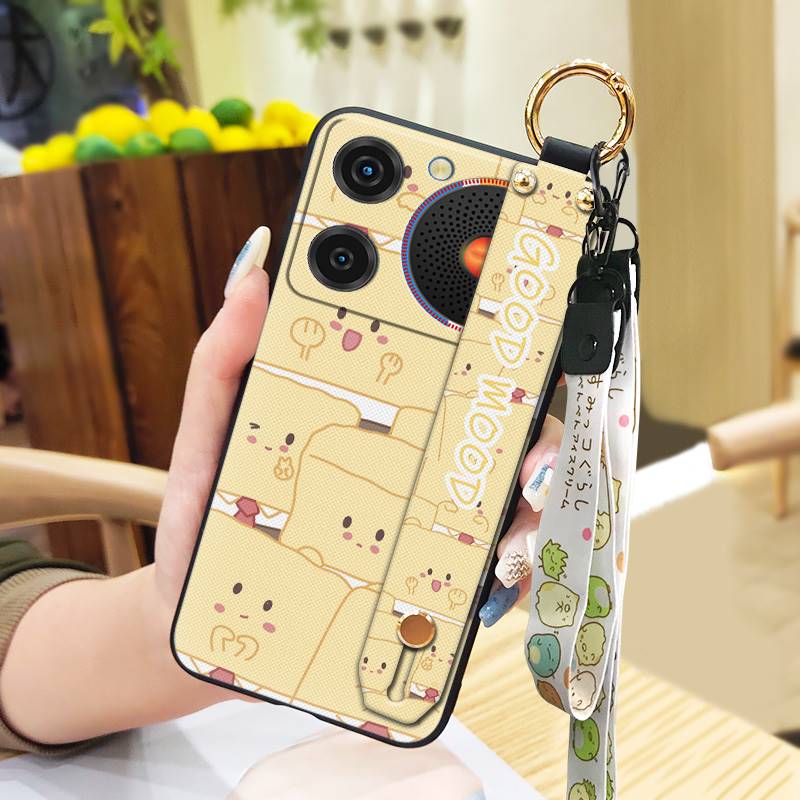 Silicone Wrist Strap Phone Case For ZTE Nubia Music Lanyard Durable Wristband Soft Case Ring Anti-knock Cartoon Cute