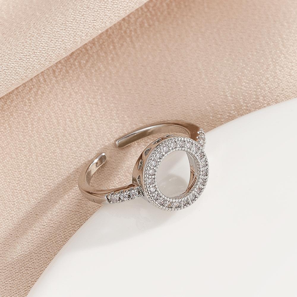 Gold Sliver Color Hoop Shape Zirconia Cuff Rings For Women Copper Paved Diamond Openable Finger Accessory