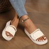 BCEBYL Summer Casual Fashion Round Toe Flat Bottom Increased Beaded Comfortable Solid Color Non-slip Wear-resistant Slippers