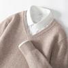 Men's Wool V-neck Sweater - Casual Loose Fit, Long Sleeve, Autumn/Winter Knitted Outerwear.