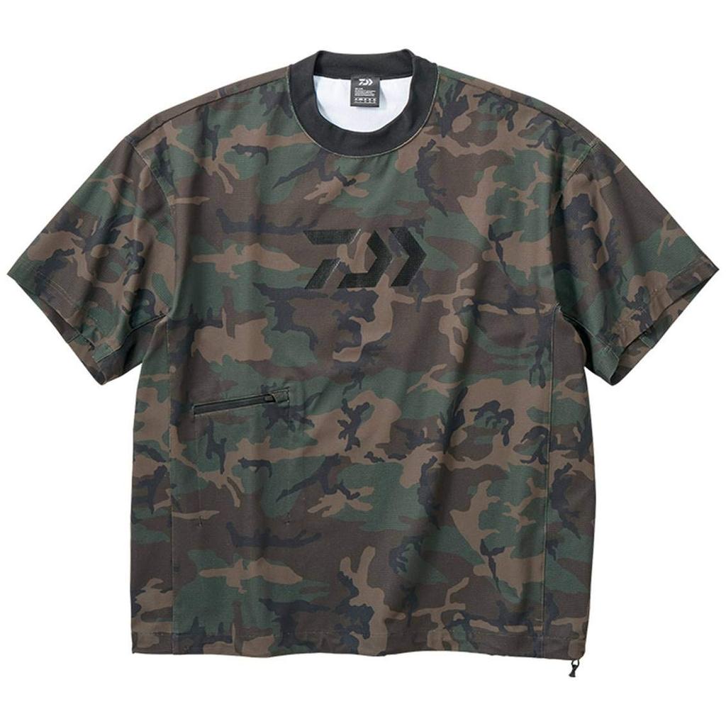 Daiwa (DAIWA) T-Shirt, Oversized Short Sleeve Mesh T-Shirt, Green Camo, Size S (DE-66009)