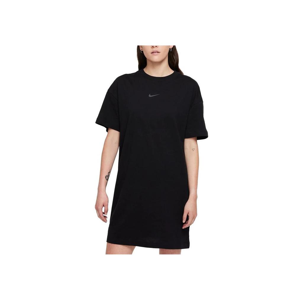 Nike Casual Loose Soft Comfortable Breathable Round Neck Short Sleeve Dress Women Dresses Black DM4664-010