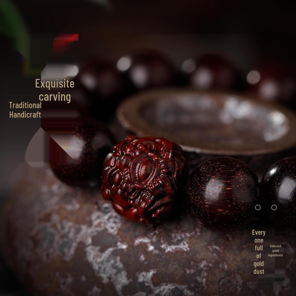Men's Red Sandalwood Pixiu Beaded Buddhist Bracelet Gift