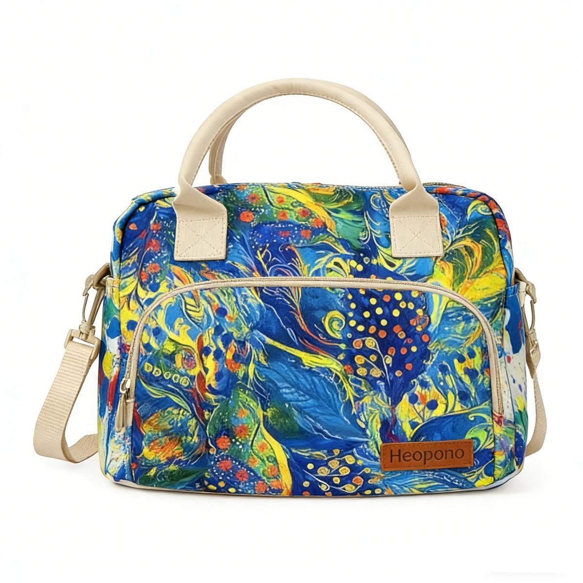 

Large Capaci Women Travel Oxford Cloth Thermal Cooler Food Storage Bag Portable Cross-body Picnic Lunch Box Bag