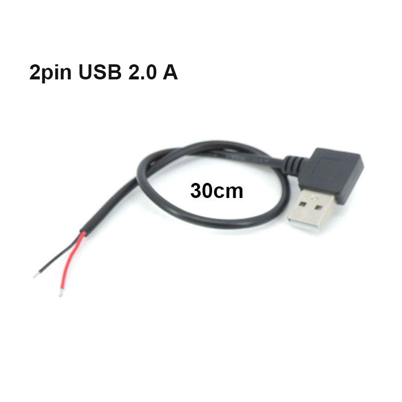 DIY Repair USB Male To Wire 4pin/2pin Micro USB 2.0 A Elbow Head Male Jack Type-c Extension Cable Line