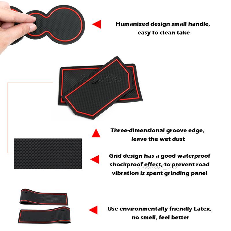 Per Range Rover Evoque L538 Kit Tappetini per vani portaoggetti 2012-2018 Gomma Antiscivolo Pad per scanalature portiere Sottobicchieri per portabicchieri