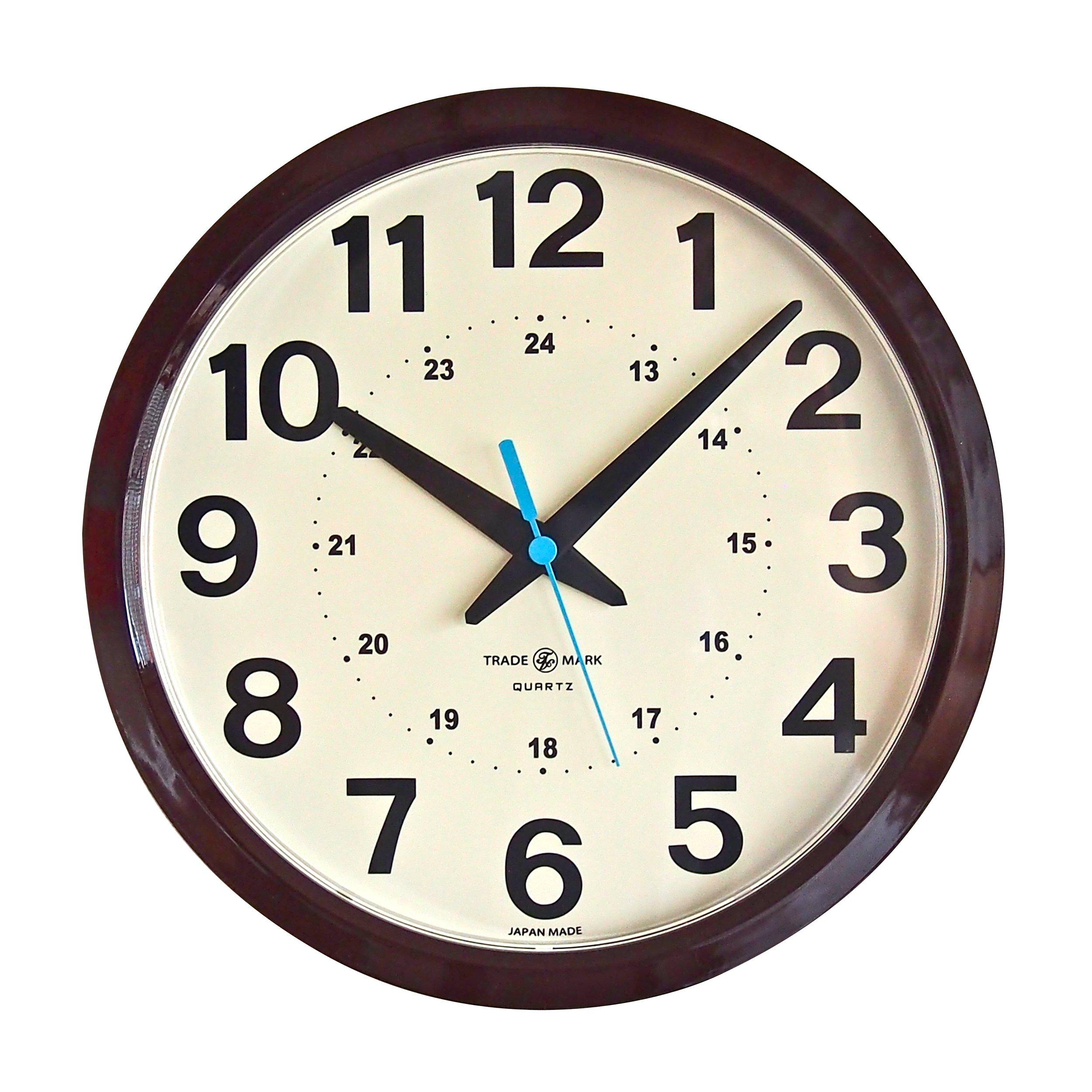 

Tradition Acoustic ROUND Wall Made in Japan 24-HOUR Clock, Brown, 26cm, коричневый