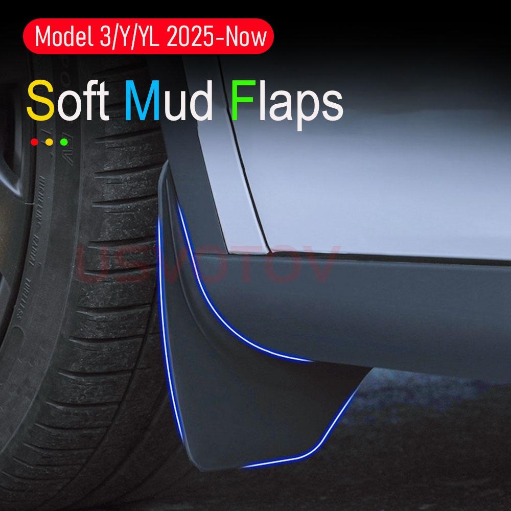 Upgraded Mud Flaps for Tesla Model Y Juniper Model 3 YL 2025 2026 Accessories Mudguards Fender Anti-Sand Guard Protector Cover