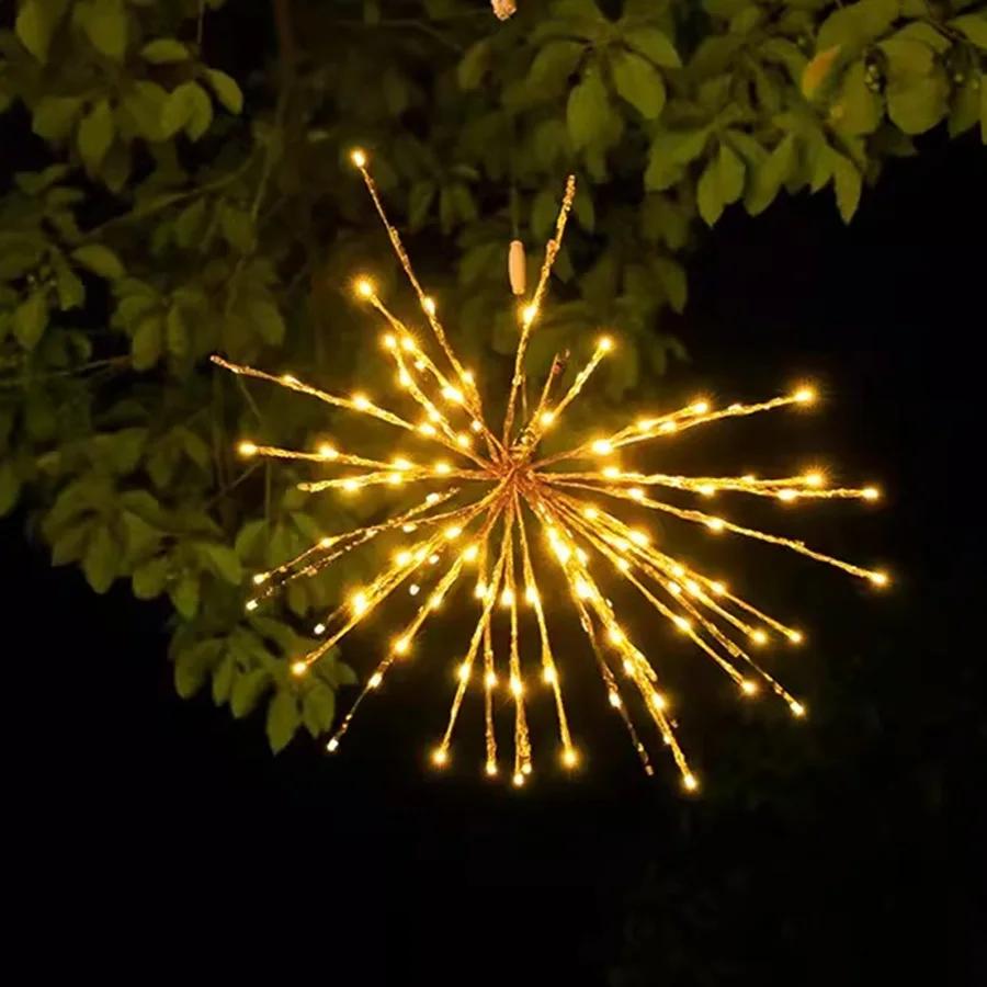 

Уличные гирлянды-фейерверки 88 светодиодов, уличные гирлянды-фейерверки для дерева, сказочные огни, садовые шаровые огни для декора веранды, патио 220V EU UK AU Plug теплый белый